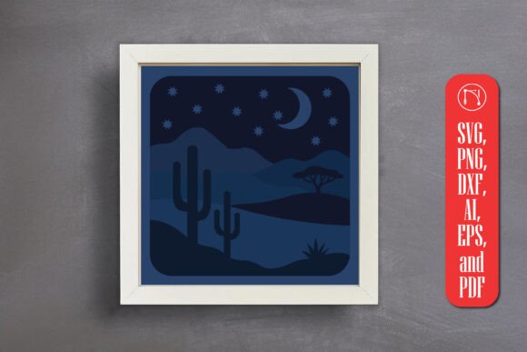 Boho Landscape Paper Cut Shadow Box SVG: A 3D SVG Design for Serene Branding