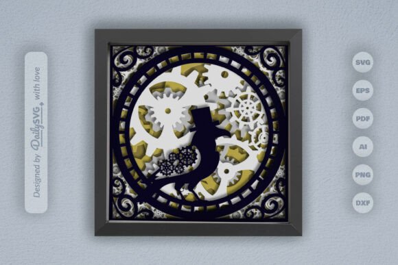 Crow Steampunk Layered Papercut: A 3D SVG Halloween Design for Bold Branding
