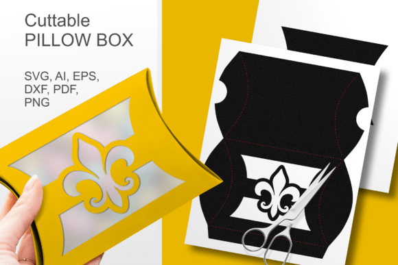 Fleur De Lis Window Pillow Box Template: A 3D SVG Gift Box with Decorative Charm