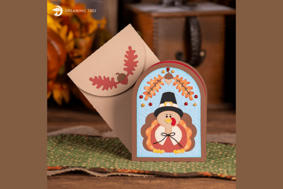 Give Thanks Card SVG: Festive 3D Greeting Cards for Seasonal Branding
