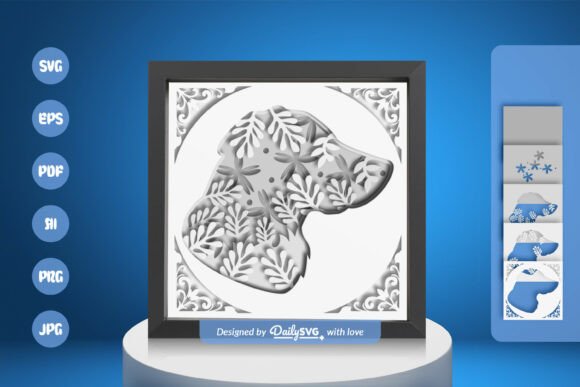 Golden Retriever Dog Head Silhouette – A 3D SVG Design for Dog-Loving Brands