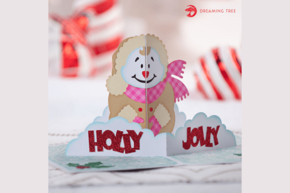 Holly Jolly Snowman Card SVG: A Winter 3D Design for Festive Marketing