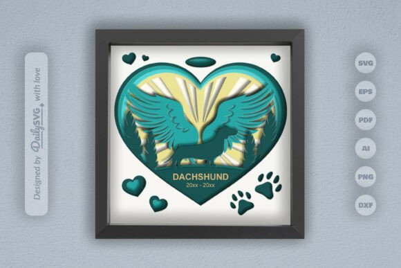 Memorial Dog Dachshund Layered Papercut – A 3D SVG for Dog Lovers and Crafters