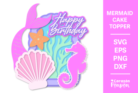 Mermaid Cake Topper 3D SVG for Summer Craft Projects