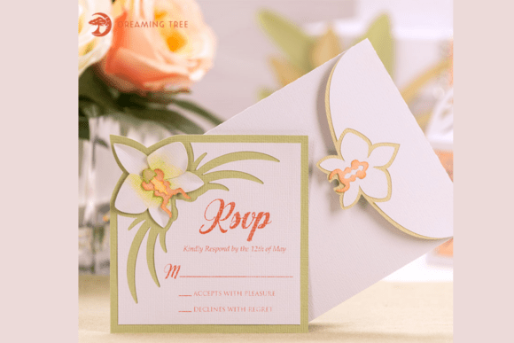 Orchid RSVP Card 3D SVG for Greeting Cards & Craft Projects