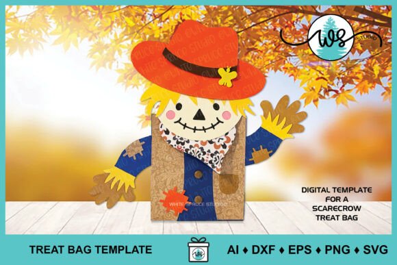 Scarecrow Autumn Halloween Treat Bag β 3D SVG Freebie for Festive Digital Products