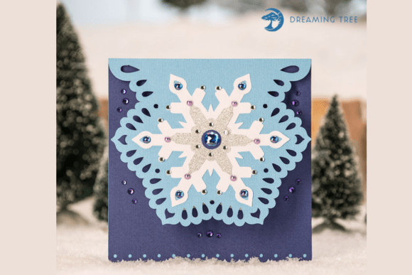 Snowflake Card 3D SVG for Winter Branding