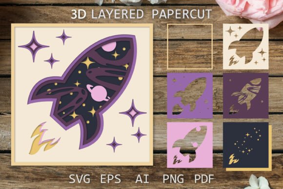 Space Rocket 3D SVG: A Playful Pop-Up Card for Kids’ Crafting Projects
