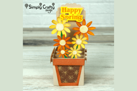 Spring Flower Pot Box Card SVG: A 3D Design for Fresh Editorial Visuals