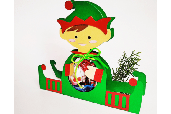 SVG Templates. ELF Candy Holder.: Festive 3D SVG for Christmas Crafting