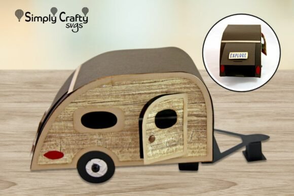 Teardrop Trailer Box and Card Set SVG for Travel-Themed 3D Crafting