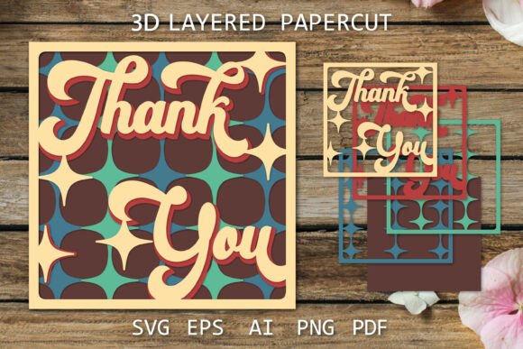 Thank You Card Design, Retro 3D for Thanksgiving Crafting with 3D SVG Charm