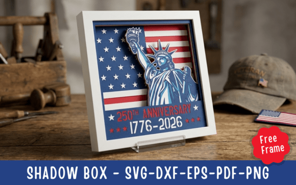 USA 250th Anniversary Shadow Box SVG: A 3D Design for Independence Day Branding