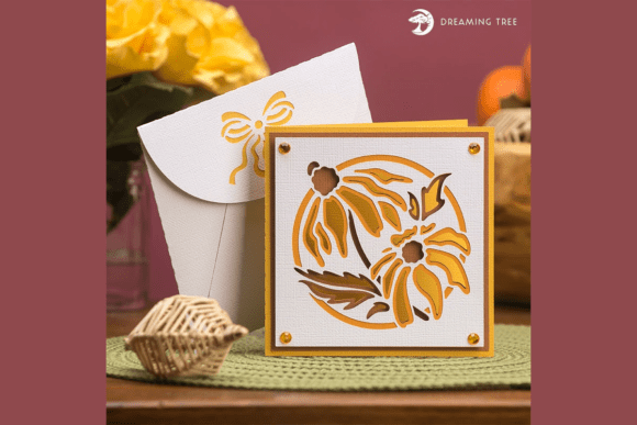 Yellow Floral Card SVG: A 3D Greeting Card Design for Spring Content and Digital Publishing